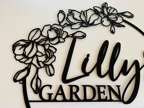 Vista 4 de Letrero de metal personalizado con nombre personalizado, decoración de jardín y patio, placa "Grandma's/Nana's Garden", letrero de metal colgante