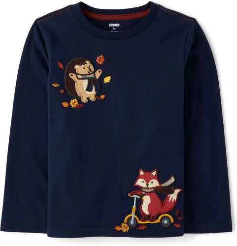 Vista 12 de Gymboree Camisetas de manga larga con gráficos bordados para niños y niños pequeños Cabaña de Navidad