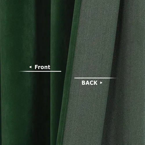 Vista 4 de Benedeco Cortinas de terciopelo verde oscuro para ventana de dormitorio, cortinas de lujo súper suaves, cortinas de oscurecimiento de la habitación