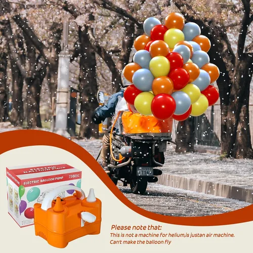 Vista 13 de Electric Balloon Pump for Party Decorations – Portable Inflator, Auto Shutoff, Balloon Air Pump Dual Nozzle Rose Red 110V 600W Naranja