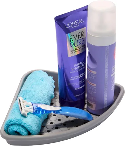 Vista 9 de madesmart Estante esquinero para bañera, organizador de baño con ventosa para champú, jabón, maquinillas de afeitar y accesorios de ducha, bandeja