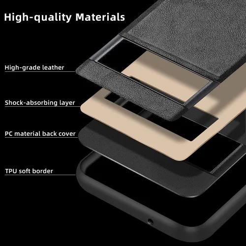 Vista 3 de X-level Funda de piel sintética para Google Pixel 6, a prueba de golpes Piel Negro