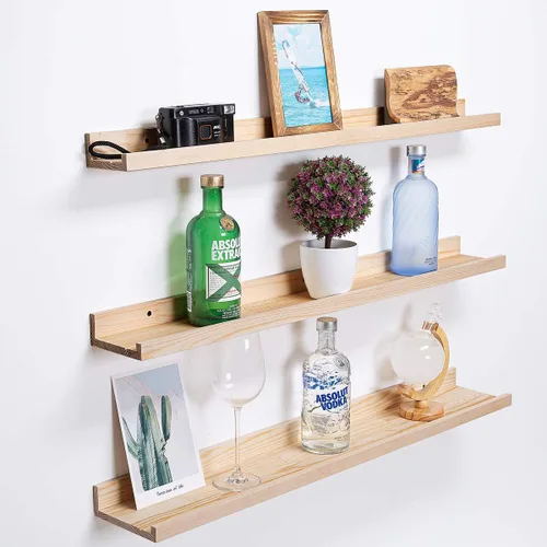 Vista 20 de AZSKY Juego de 3 estantes flotantes para pared, estantes de 24 pulgadas con labio, estante grande para libros de guardería, estantería