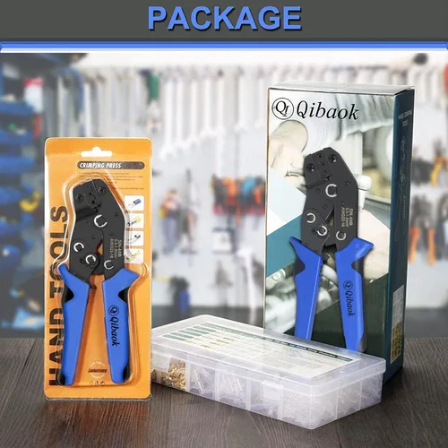 Vista 7 de Qibaok - Kit de herramientas de engaste de terminales de cable, crimpadora de cables de trinquete AWG 22-16 (0.5-1.5 mm²) con 500 conectores macho