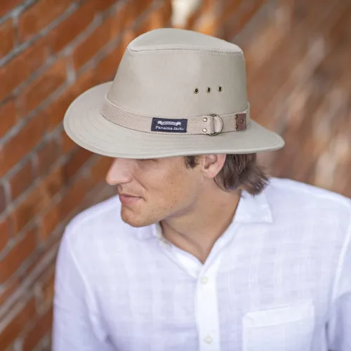 Vista 2 de Panama Jack Original Canvas Safari - Sombrero de sol para hombre, ala de 2 12 pulgadas, protección UPF (SPF) 50+