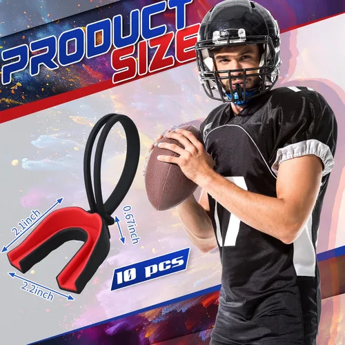 Vista 2 de Seematn 10 protectores bucales con correa, protector bucal deportivo, protector bucal de fútbol para jóvenes, protector bucal para evitar que