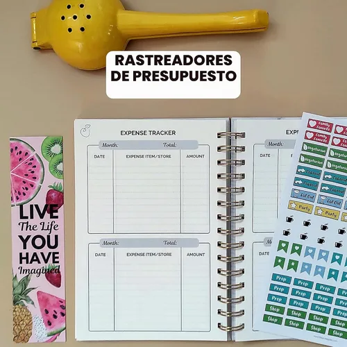 Vista 6 de Life & Apples Planificador de Comidas con Lista de Compras – Menú Semanal Sin Fecha y Cuaderno de Preparación de Comidas, Planificador de Cocina