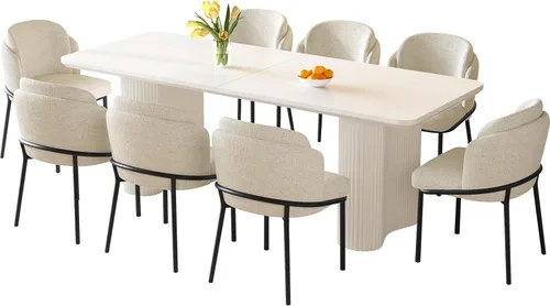 Vista 20 de Mesa de comedor rectangular de 62.99 pulgadas para 4-6 personas, mesa de cocina moderna con patas en forma de onda, mesas de comedor para cocina
