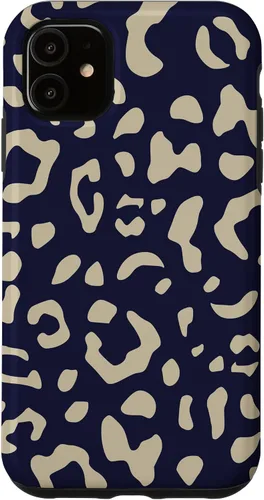 Vista 5 de Funda con estampado de leopardo azul marino beige para iPhone 15