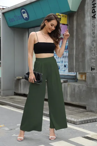 Vista 6 de SHINFY Pantalones palazzo elásticos de pierna ancha para mujer (S-3XL)