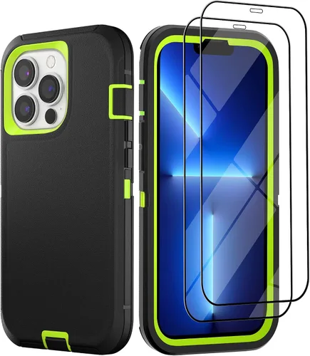 Vista 34 de Funda para iPhone 13 con 2 protectores de pantalla, resistente de grado militar, funda de cuerpo completo para hombres y mujeres (aguamarina + rosa)