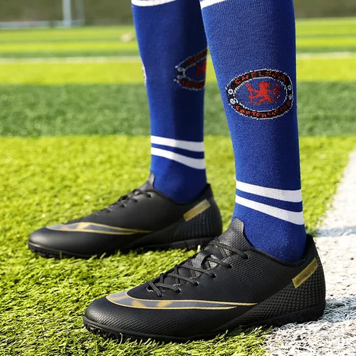 Vista 7 de Zapatos de fútbol para hombre, bajos y con cordones, antideslizantes, para interiores, fútbol sala de fútbol americano, TF, tacos de césped