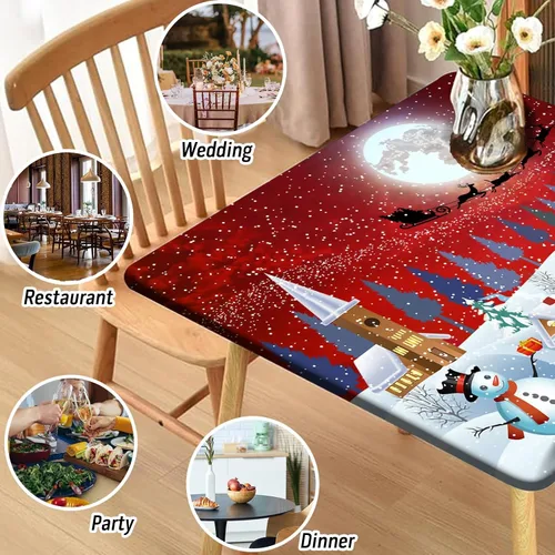 Vista 15 de Mantel redondo ajustable con mantel elástico para exteriores, manteles elásticos redondos para mesas, manteles impermeables y lavables