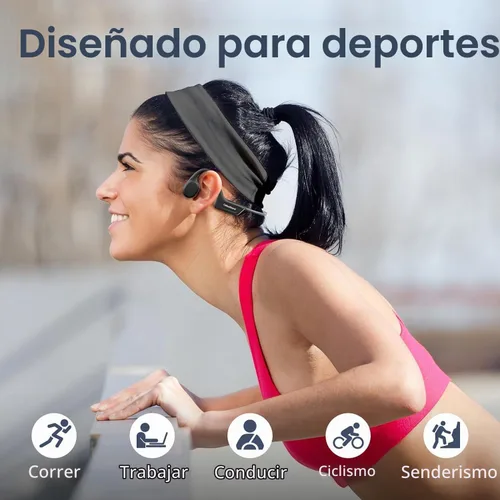 Vista 8 de Auriculares de conducción ósea Bluetooth, auriculares inalámbricos impermeables IPX7 mejorados, auriculares abiertos Bluetooth 5.3 con micrófono Gris