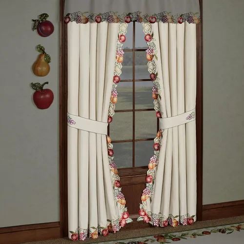 Vista 6 de Touch of Class Par de Cenefas de Ventana Bordadas Fructíferas de Avena Texturizada 60 x 36 pulgadas