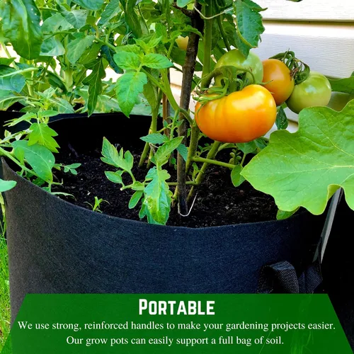 Vista 4 de Farm Plastic Supply - Bolsas de cultivo de tela de 3 galones - (paquete de 10) - Macetas de tela no tejida con asas, bolsa de cultivo, bolsas