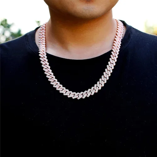 Vista 2 de Saintda Cadena de eslabones cubanos para hombres y mujeres, collar cubano de Miami, cadena de diamantes brillantes, joyería de hip hop con caja
