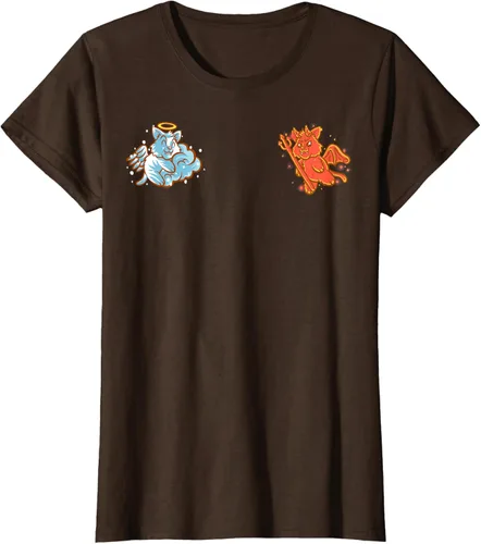 Vista 18 de Camiseta de gato ángel y diablo sentado en tu hombro Nerd Kitten, Negro