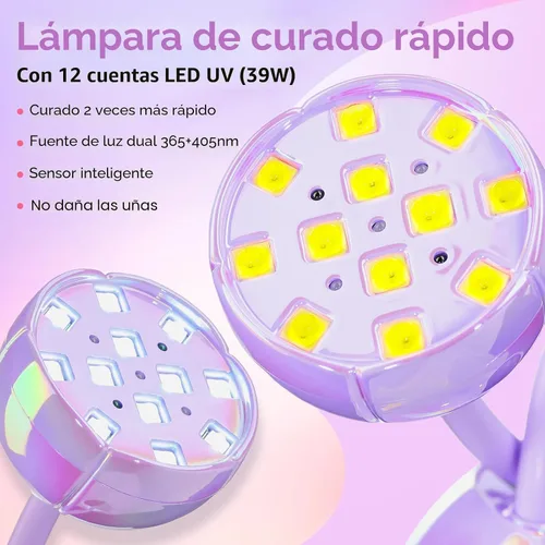 Vista 3 de Makartt Lámpara de uñas UV inalámbrica de cuello de cisne para uñas Gel-X A04-lámpara de uñas-Glazed Purple