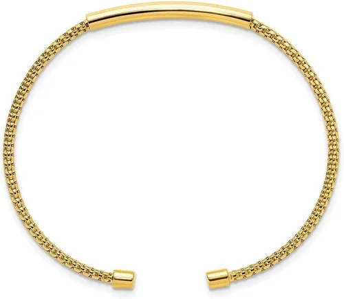 Vista 2 de Pulsera de plata de ley 925 chapada en oro pulido y texturizado, Metal, Gema