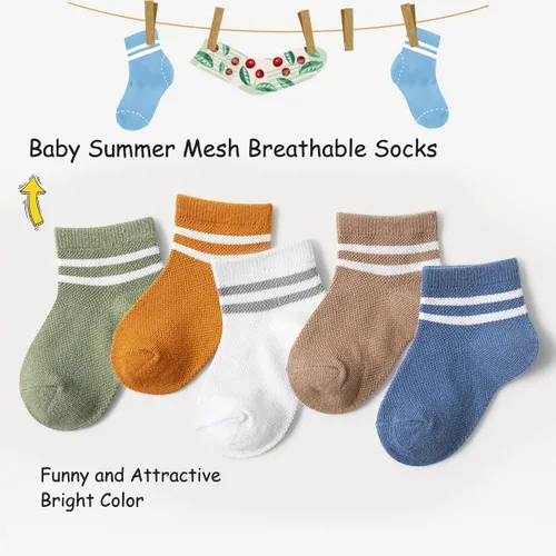 Vista 2 de ZURLEFY Nuevos calcetines de malla de verano para bebés, niños y niñas pequeñas, calcetines para recién nacidos, accesorios esenciales para bebés