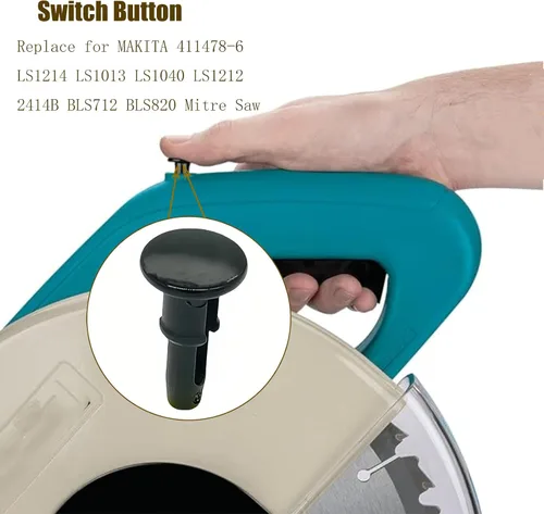 Vista 4 de 411478-6 Botón de interruptor de reemplazo para MAKITA LS1214 LS1013 LS1040 LS1212 2414B BLS712 BLS820 Sierra ingletadora BLS712 BLS820 Mitre Saw