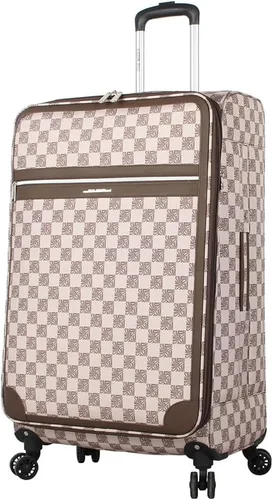 Vista 83 de Steve Madden Equipaje de diseñador, Chalet Gris Claro, Juego de maleta giratoria ligera expandible de 3 piezas - Juego de viaje
