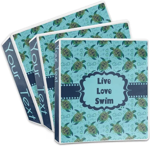 Vista 3 de Carpeta personalizada de 3 anillas de tortugas marinas - 2 pulgadas