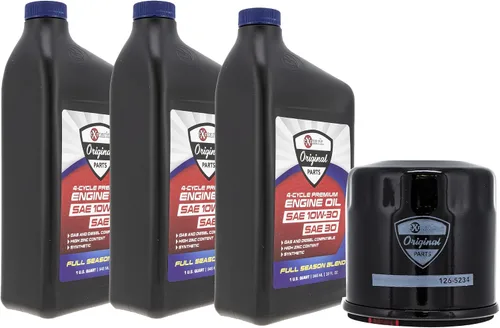 Vista 2 de Kit de aceite de motor Exmark 3 cuartos de galón y filtro Quest Radius E Serie S 135-2566 126-5234
