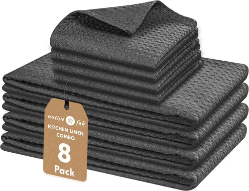 Vista 41 de Native Fab Juego de 8 toallas de cocina y paños de cocina, absorbentes, duraderos, de secado rápido para limpiar, cocinar, hornear, ideal