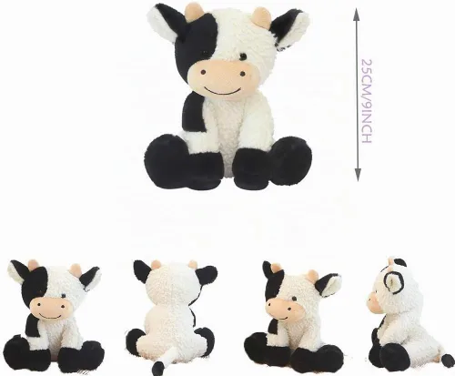Vista 5 de Animales de peluche de vaca de 9 pulgadas, peluche de vaca suave para niños