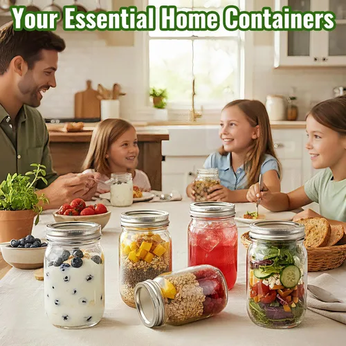 Vista 2 de Tarros Mason de 12 onzas con tapas, paquete de 20 frascos transparentes para almacenamiento de alimentos Transparente-12oz-20