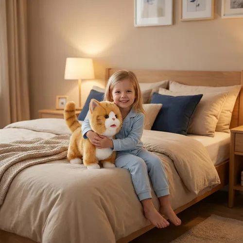 Vista 7 de CU-MATE Juguetes eléctricos de peluche de 12 pulgadas, juguete electrónico de peluche para gato, robot interactivo, juguete interactivo