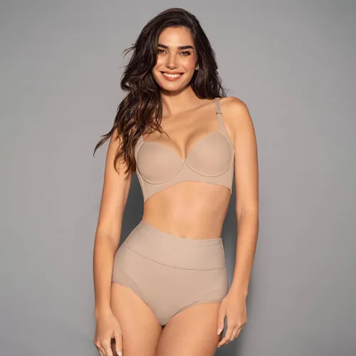Vista 7 de Leonisa Bragas de compresión adelgazantes de cintura alta, ropa interior con control de abdomen para mujer Beige