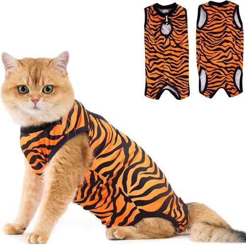 Vista 10 de Avont Traje de recuperación para gatos – Mameluco de gatito para gatos después de la cirugía, traje quirúrgico de esterilización alternativo al cono