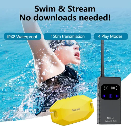 Vista 6 de Tayogo Rock PRO W24 - Auriculares de natación impermeables de conducción ósea para natación, reproductor MP3 4 en 1 de 32 GB, Bluetooth 5.4, radio