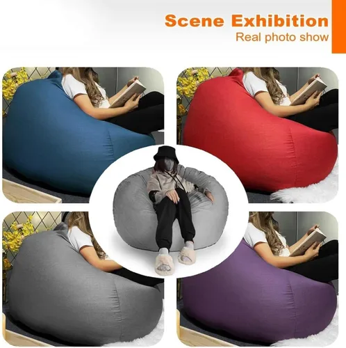 Vista 6 de NIBHZ Funda de puf grande de lino y algodón para sillas, fundas de sofá para sillón, color amarillo - 27.6 x 31.5 in
