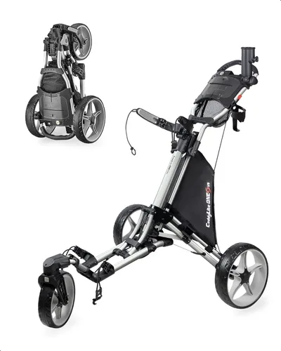 Vista 9 de Caddytek CaddyLite ONE-Swivel V8 - Carrito de golf plegable de 3 ruedas con un clic, ligero, con una rueda delantera giratoria de 360°, mango