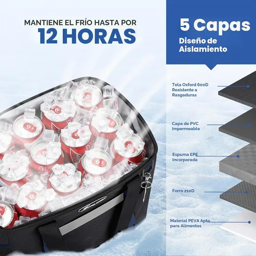 Vista 3 de Maelstrom Bolsa de enfriamiento suave, 35/55/75 latas enfriador de playa con acceso abatible Lightweight, 5-layer Insulation, 12H Cold, Leakproof