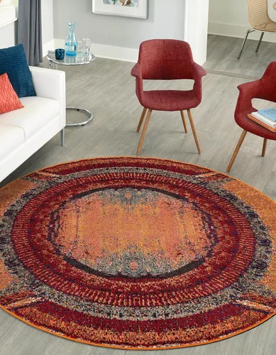 Vista 9 de Unique Loom Estrella Collection - Alfombra de área - Selene (2' x 3' 1" Rectángulo Naranja/Negro)