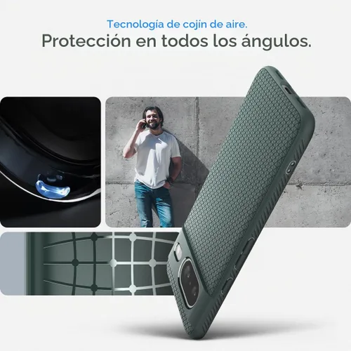 Vista 3 de Spigen Funda para Pixel 8, Liquid Air (2023) [Sin Anillo Magnético] [Protección de Grado Militar] - Abyss Green Agarre antideslizante, protección