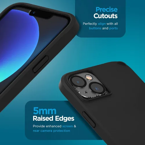 Vista 4 de Case-Mate Funda 3 en 1 para iPhone 14 Plus (negro intenso), vidrio templado y protector de lente, protección contra caídas de 15 pies, compatible