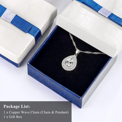 Vista 6 de NUOKUN Delicado collar de lágrima para mujer, collar simple de circonita cúbica, lindo collar solitario de circonita cúbica, regalo de joyería