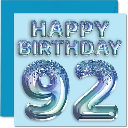 Vista 210 de Stuff4 Tarjeta de primer cumpleaños para niños, globo de fiesta con purpurina azul, tarjetas de feliz cumpleaños para niño de 1 año, nieto, hijo, 57