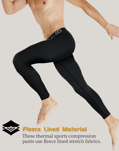 Vista 4 de Paquete de 5 o 4 pantalones de compresión térmica para hombre, con forro polar, mallas deportivas para clima frío, ropa de invierno