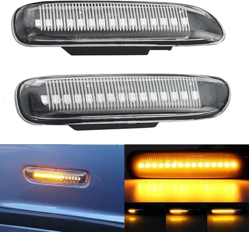 Vista 3 de Luces intermitentes LED secuenciales de lente transparente para guardabarros delanteros, intermitentes, compatible con BMW Serie 3 E46 Sedán/Wagon