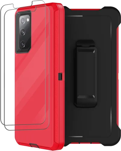 Vista 10 de Funda para Samsung Galaxy S20 FE 5G con funda de clip para cinturón, 2 protectores de pantalla, resistente grado militar, cuerpo completo, a prueba