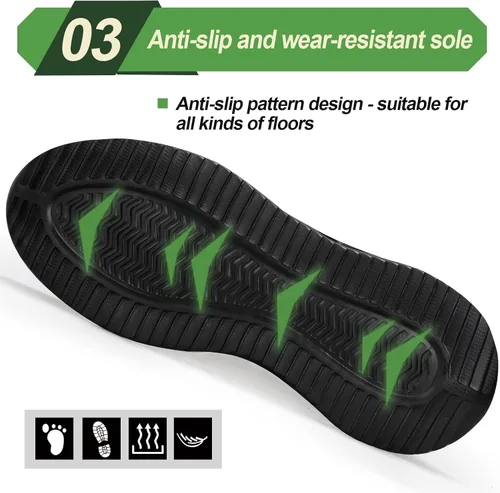 Vista 4 de LAoutun Zapatos con punta de acero para hombre, zapatos de trabajo, zapatos de seguridad, cómodos, ligeros, a prueba de pinchazos, zapatos