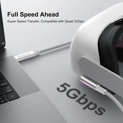 Vista 3 de 6amLifestyle 6AMGame - Cable de enlace de 16 pies para Quest 3/2/Pro, accesorios de juegos para PC, auriculares de vapor VR, cable de carga USB C a