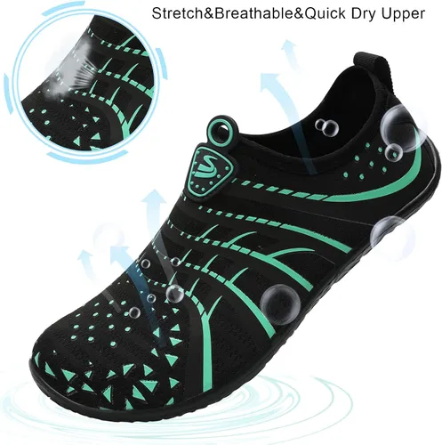 Vista 4 de Zapatos de agua Spesoul para mujer y hombre, transpirables, de secado rápido, suaves, estilo pies descalzos, para senderismo, natación, playa, surf